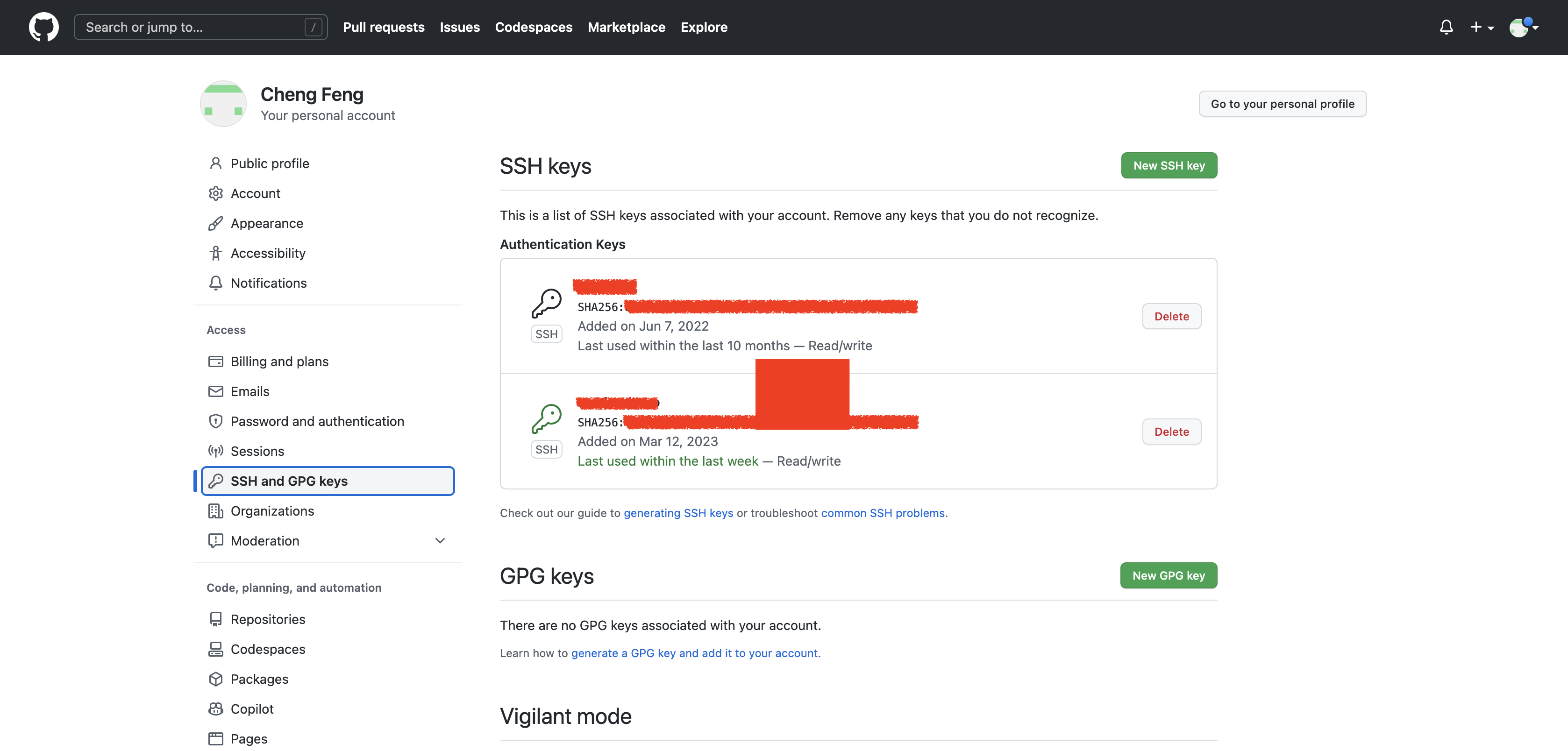 git-ssh-key-list