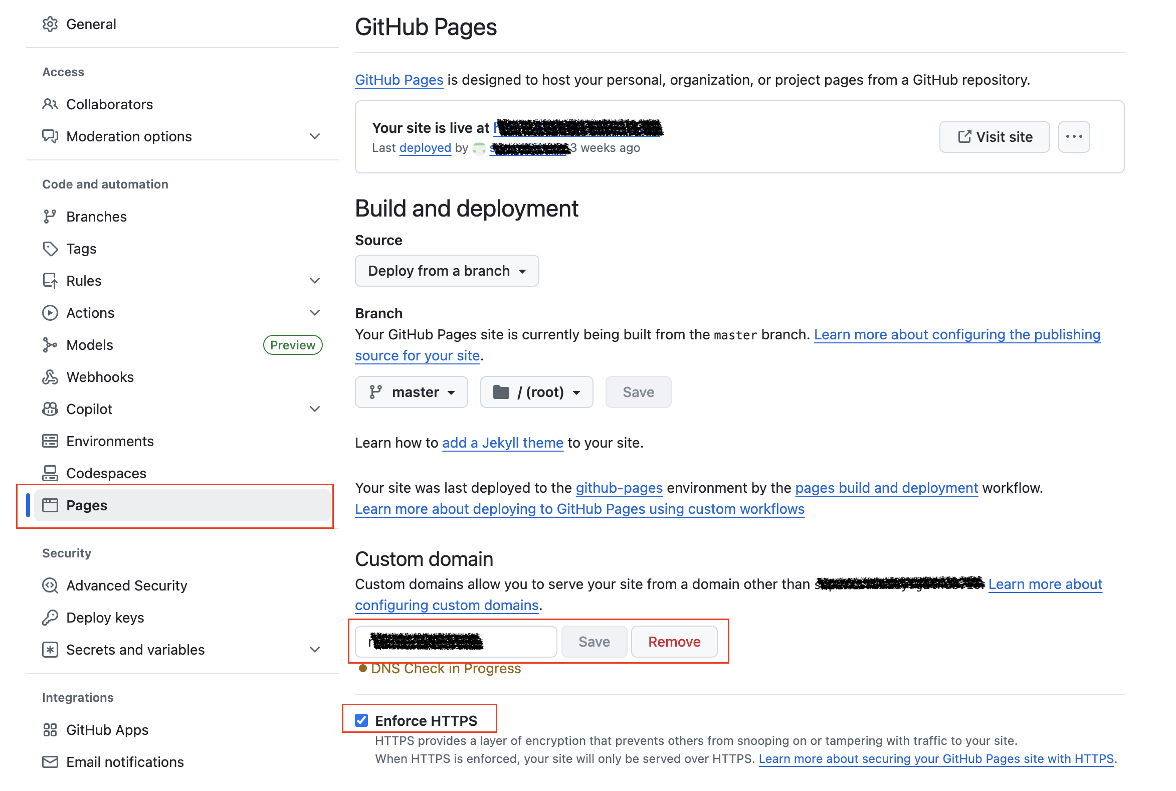 GitHub Pages Settings
